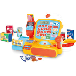Casdon Cash Register. Toy Shopping Till Set with Working Calculator, Scanner, Pretend Money, Play Food, and More. Suitable for Preschool Toys. Playset
