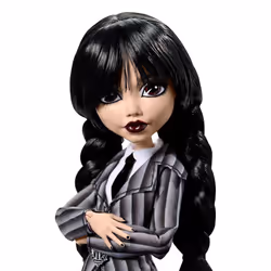 Monster High Wednesday Doll and Accessories, Wednesday Addams Collectible in Nevermore Academy Uniform with Thing and Backpack, Doll Stand, HXJ04