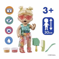 Baby Alive Sunshine Snacks Doll, Eats and Poops, Summer-Themed Waterplay Baby Doll, Ice Pop Mold, Toy for Kids Ages 3 and Up, Blonde Hair