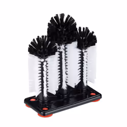 Relaxdays Glass Cleaning Brushes, 3 Scrubber Heads, Suction Cups, Bar, Party, H x W x D: 22 x 18.5 x 9.5cm, Black/White, Pack ...