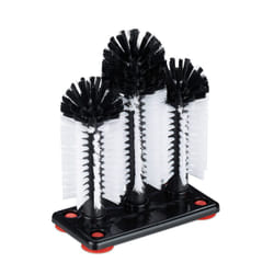 Relaxdays Glass Cleaning Brushes, 3 Scrubber Heads, Suction Cups, Bar, Party, H x W x D: 22 x 18.5 x 9.5cm, Black/White, Pack of 1