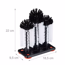 Relaxdays Glass Cleaning Brushes, 3 Scrubber Heads, Suction Cups, Bar, Party, H x W x D: 22 x 18.5 x 9.5cm, Black/White, Pack of 1