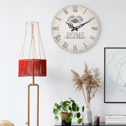 Premier Housewares Modern Frameless Wall Clock Battery Kitchen Clocks Wall Wooden MDF Clocks For Living Room Wall Clock, H34 X W34 X D4 Cm,White