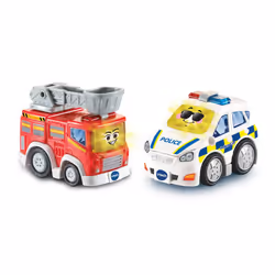 VTech 420663 Toot Drivers 2 Car Rescue Pack with Fire Engine and Police Car, Interactive Toddlers Toy for Pretend Play, Light ...