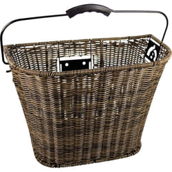 FISCHER Front Bicycle Basket | Removable | Tilt and Turn Lock | Adjustable Angle | Load Capacity 5 kg | Braided | Brown