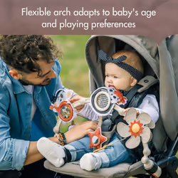 Tiny Love Sunny Stroll Activity Arch with Rattle Toys, 0m +, Adjustable Clips fit Most Pram or Pushchair, Tiny Rockers
