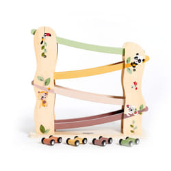 Tiny Love Wooden Race Car Ramp Toy, Zig Zag Car Slide Toy with 4 Easy-Roll Wooden Race Cars, Fine Motor Skills, Cognitive Development, Natural Design,