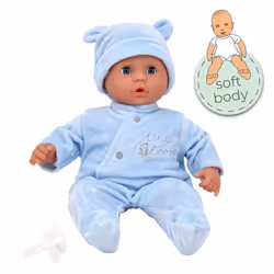 John Adams | Tiny Tears - Baby Soft - 38cm soft bodied doll in blue outfit: One of the UK's best loved doll brands! | Nurturing Dolls| Ages 10m+