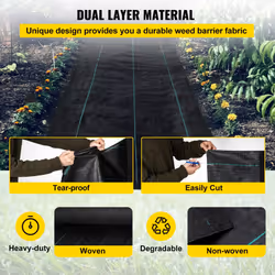 VEVOR Weed Barrier, 5.8oz Landscape Fabric, 3ft x 300ft Cover Mat Heavy Duty Woven Grass Control Geotextile for Garden, Patio, Black