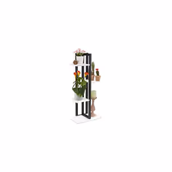 Relaxdays Metal Flower Stand, 4-Tier Indoor Pot Shelf Ladder, Wooden Look, HxWxD: 93 x 42.5 x 22.5 cm, Plant Rack, White, Ste ...