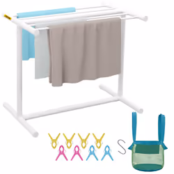 VEVOR Pool Towel Rack, 5 Bar, White, Freestanding Outdoor PVC T-Shape Poolside Storage Organizer, Include 8 Towel Clips, Mesh ...