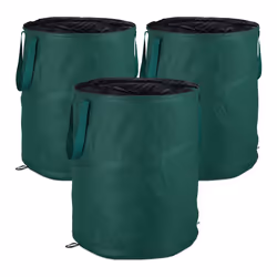 Relaxdays Freestanding Leaf Sack, Set Of 3, Garden Waste Sack, Pop-up, 160 L, Garden Container, ?: 55 cm, Green