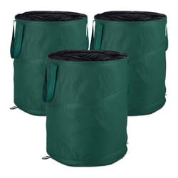 Relaxdays Freestanding Leaf Sack, Set Of 3, Garden Waste Sack, Pop-up, 160 L, Garden Container, ?: 55 cm, Green