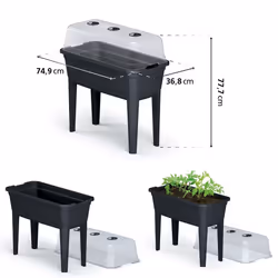 PROSPERPLAST ZA1389 Tall Planter with Cover Respana Ecoline Plastic Anthracite 74.9 (L) x 36.8 (W) x 77.7 (H) cm