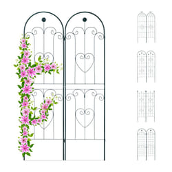 Relaxdays Trellis Set of 2, Metal, 180 x 50 cm, Garden Climbing Aid, Vintage, Arch, Freestanding, Dark Green