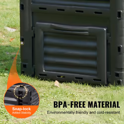 VEVOR Garden Compost Bin 80 Gal, BPA Free Composter, Large Capacity Outdoor Composting Bin with Top Lid and Bottom Door, Easy Assembling, Lightweight,