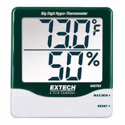 Extech Instruments 445703 Big Digit Hygro-Thermometer, White, Green