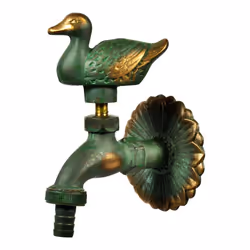 Variosan Retro Garden Tap, 1/2-Inch, Patinated Brass, Large Gap Between Tap and Wall, Solid Wall Rosette