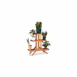 Relaxdays Flower Ladder Rack with 3 Tiers, Wooden, Flower Stand for Indoors, Multi-Tier, HxWxD: ca 82.5 x 83 x 28.5 cm, Light ...