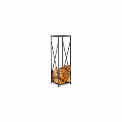 Relaxdays Steel firewood rack, powder-coated firewood rack, firewood rack HBT 111x34x34 cm, black
