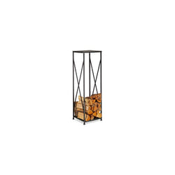 Relaxdays Steel firewood rack, powder-coated firewood rack, firewood rack HBT 111x34x34 cm, black