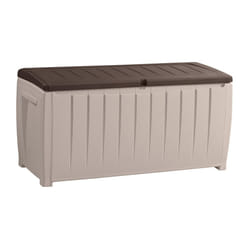 Keter Novel Outdoor Plastic Storage Box Garden Furniture, Beige and Brown, 124 x 55 x 62.5 cm