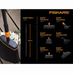Fiskars QuikFit Leaf Rake, Tool Head, With 20 Tines, Width: 56cm, Steel Tines, Black/Orange, 1000644