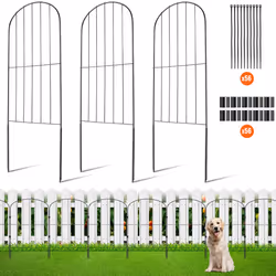 VEVOR 610x330-28 Dig 24''(H) x13''(L) Animal Barrier, Underground Decorative Garden 2 inch Spike Spacing, Metal Dog Fence for ...
