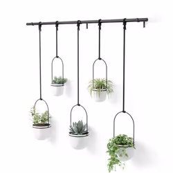 Umbra Hanging Planter, for Succulents, Herbs and Other Small Plants, Polypropylene Metal, Weiss, 5 Pots