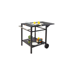 VEVOR Outdoor Grill Dining Cart with Double-Shelf, BBQ Movable Food Prep Table, Multifunctional Foldable Iron Table Top, Portable Modular Carts for