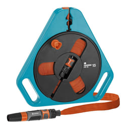 Gardena Classic roll-fix flat hose 15 with cassette: Space-saving hose cassette with water hose (? 12 mm in cassette), automatic safety, including