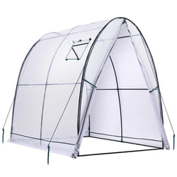 Ohuhu Portable Tunnel Greenhouse Outdoor: Heavy Duty Walk in Green House with Mesh Windows Durable Plastic PE Cover for Outside, 1.8x1.8x2m, White