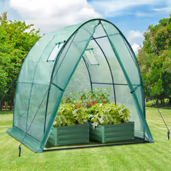 Ohuhu Portable Tunnel Greenhouse Outdoor: Heavy Duty Walk in Green House with Mesh Windows Durable Plastic PE Cover for Outsi ...