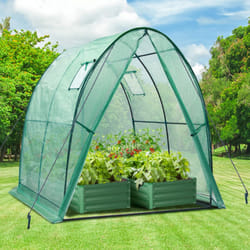 Ohuhu Portable Tunnel Greenhouse Outdoor: Heavy Duty Walk in Green House with Mesh Windows Durable Plastic PE Cover for Outside, 1.8x1.8x2m, Green