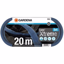 Gardena Liano Xtreme 1/2 inch, 20m set: Extremely robust textile garden hose, for indoor water taps, with PVC inner tube, lig ...