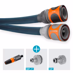 Gardena Liano Xtreme 1/2 inch, 20m set: Extremely robust textile garden hose, for indoor water taps, with PVC inner tube, lightweight,