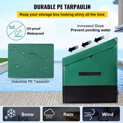 VEOVR Outdoor Storage Box, 230 Gallon Waterproof PE Tarpaulin Deck Box with Galvanized Frame, All-Weather Protection & Portable, for Camping, Garden,