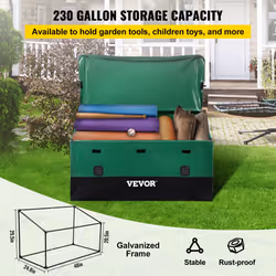 VEOVR Outdoor Storage Box, 230 Gallon Waterproof PE Tarpaulin Deck Box with Galvanized Frame, All-Weather Protection & Portable, for Camping, Garden,