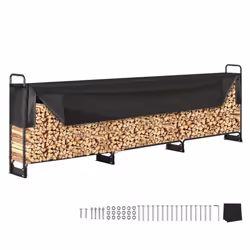 VEVOR 12.7FT Outdoor Firewood Rack with Cover, 152x14.2x46.1in, Heavy Duty Firewood Holder & 600D Oxford Waterproof Cover for ...