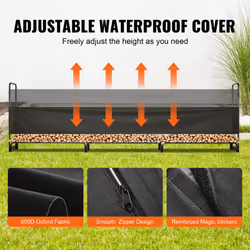 VEVOR 12.7FT Outdoor Firewood Rack with Cover, 152x14.2x46.1in, Heavy Duty Firewood Holder & 600D Oxford Waterproof Cover for Fireplace, Patio,