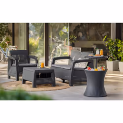 Keter Pacific Rattan Style Outdoor Cool Bar Ice Cooler Table Garden Furniture - Anthracite