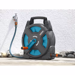 GARDENA Classic Hose Box 15 Set: hose reel with 15 m hose, space saving, perfect for camping, camper and water sports, with appropriate adapters for