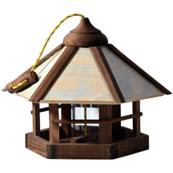 dobar? 21390 Camouflage Bird Feeder Made of Wood - Hanging Bird House - Includes Feeder - Compact Bird Villa - 35 x 35 x 29 cm - Brown/Beige/Grey