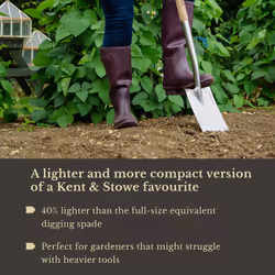 Kent & Stowe Garden Life Stainless Steel Digging Spade, Light and Compact Traditionally-Styled Garden Tool, All Year Round Made from Stainless Steel
