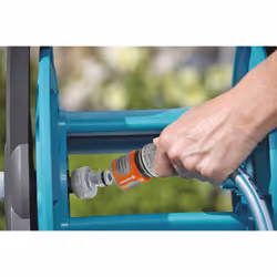 Gardena classic hose drum 50: Water hose drum for garden hose max. 50 m (13 mm hose), compact design, with follow-up stop, hose connection angled