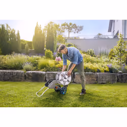 Gardena CleverRoll M Metal: Hose trolley with up to 60 m capacity, especially sturdy with a stable hose guide and anti-drip device (18541-20)