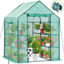 Ohuhu Greenhouse for Outdoors with Shelves, Walk in Green House Plant Growhouse with Heavy Duty Cover, 3 Tiers 12 Shelves Plastic Greenhouse with