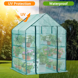 Ohuhu Greenhouse for Outdoors with Shelves, Walk in Green House Plant Growhouse with Heavy Duty Cover, 3 Tiers 12 Shelves Plastic Greenhouse with