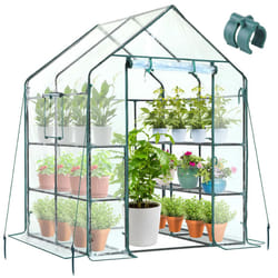 Ohuhu Plastic Greenhouse with Improved Transparent PVC Cover, Portable Walk in Plant Green House, 3 Tiers 12 Shelves Stands Small Greenhouses Backyard