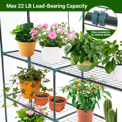 Ohuhu Plastic Greenhouse with Improved Transparent PVC Cover, Portable Walk in Plant Green House, 3 Tiers 12 Shelves Stands Small Greenhouses Backyard